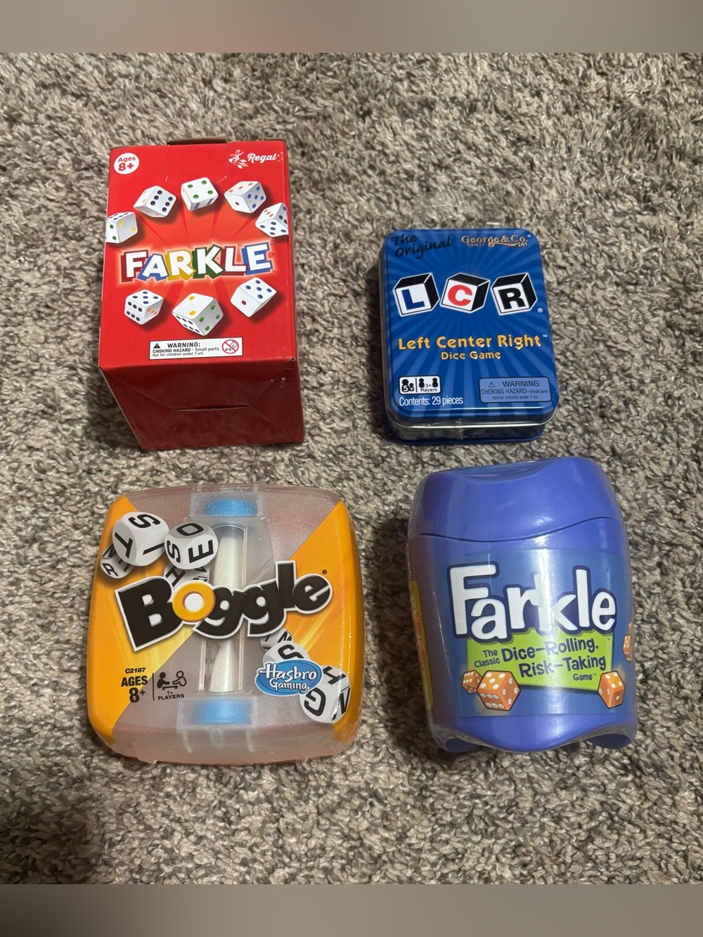Board games - Farkle, LCR (Left Center Right), Boggle, Farkle - NWT